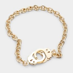 Gold Handcuffs Charm Style Link Bracelet Jewelry
